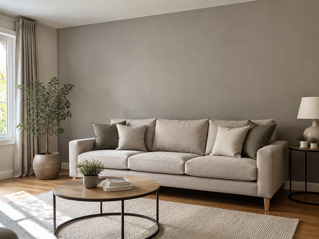 Smooth plain stretch feature wall in a living room